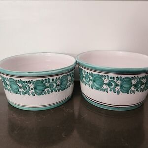 Vintage Modra Slov Keramika Hand-Painted Ceramic Bowls #858 – Folk Art Pottery